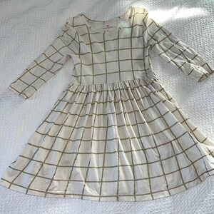 Pink Chicken girls ivory/gold metallic windowpane dress